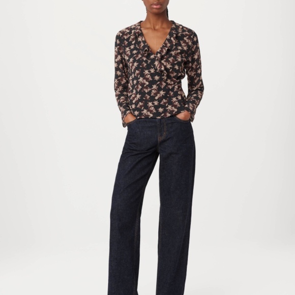 Frank And Oak The Crossover Blouse in Black Size MM - Picture 2 of 3